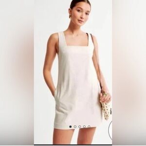 Abercrombie Petite Linen Blend Squareneck wide strap dress medium